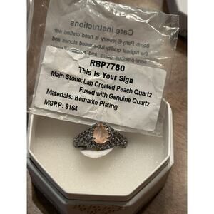 NIB Bomb Party Sz 7 BP Ring RBP7780 This Is Your Sign LC Peach Quartz Hematite